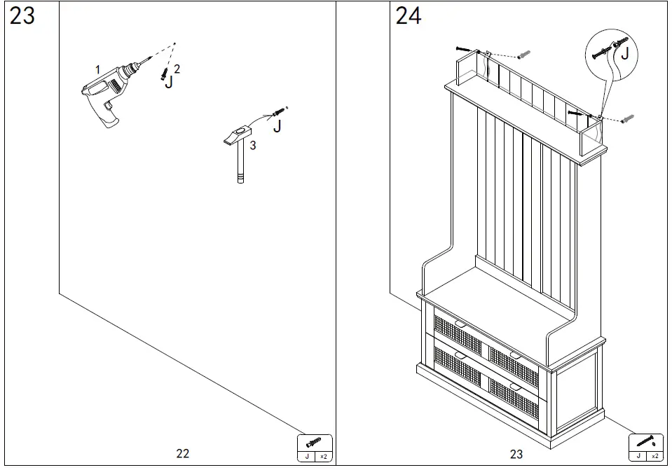 L-WF299458AAP Vintage Style Mudroom Hall Tree 15