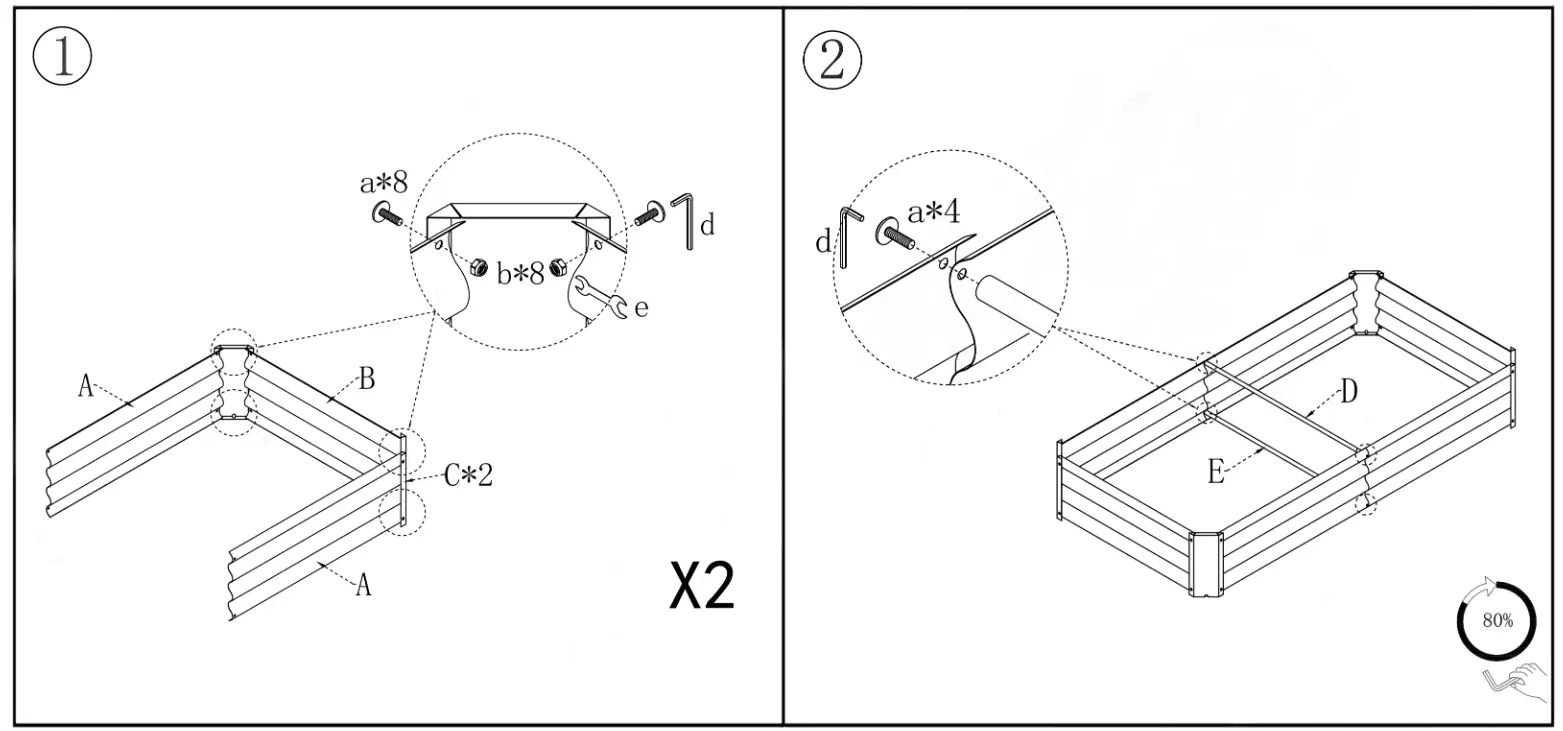 Tunearary Unbranded TIRAMISUBEST HW 905B Outdoor Raised Garden Bed Vegetables Flowers Planter Bed - Figer2