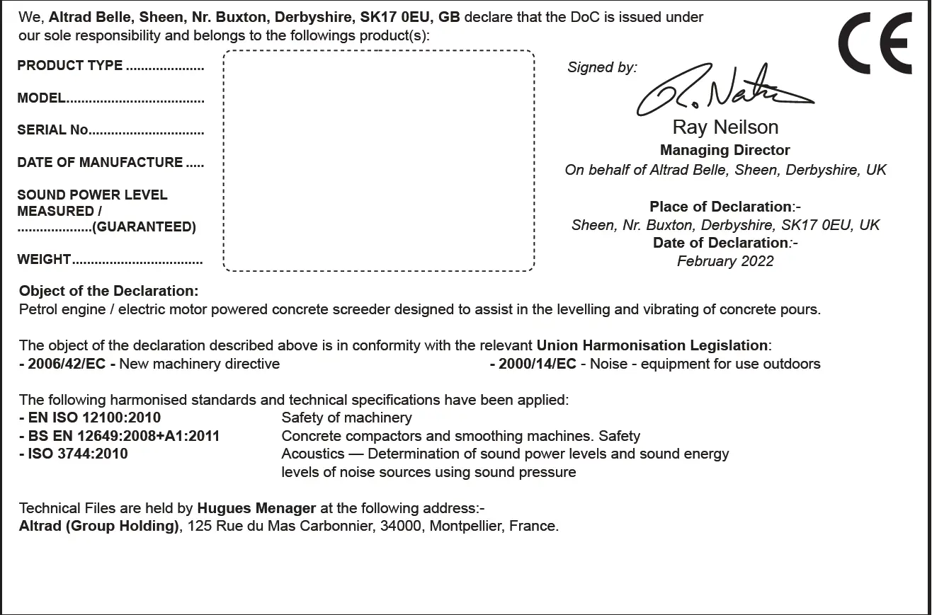 ALTRAD Midi Screed 200 Vibrating Screed Belle 1