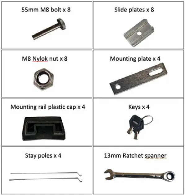 23ZERO Yowie Hardshell Roof Top Tent - Hardware And Accessories