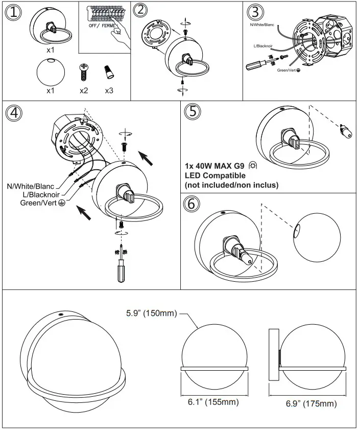 Dainolite SOF-61W 6 Inch 120V Wall Sconce - fig 1