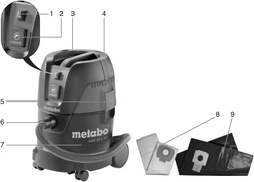metabo ASA 25 L PC, ASA 30 L PC Inox Industrial Vacuum Cleaner - 1