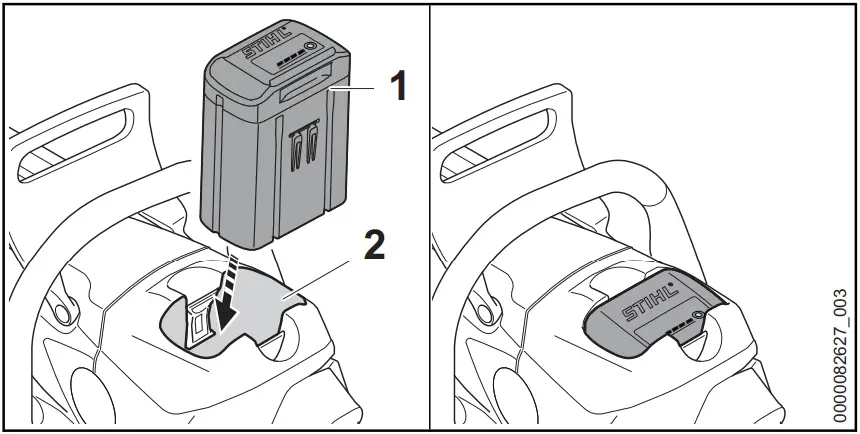 STIHL MSA 160 C 200 C Cordless Chainsaw - Fitting battery