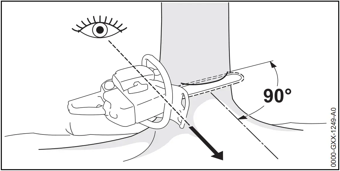 STIHL MSA 160 C 200 C Cordless Chainsaw - felling notch