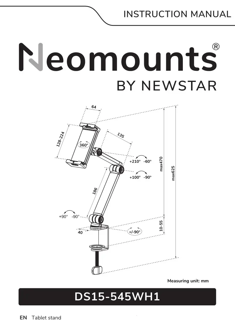 Neomounts DS15-545WH1 Tablet Stand Mount Support Instruction Manual