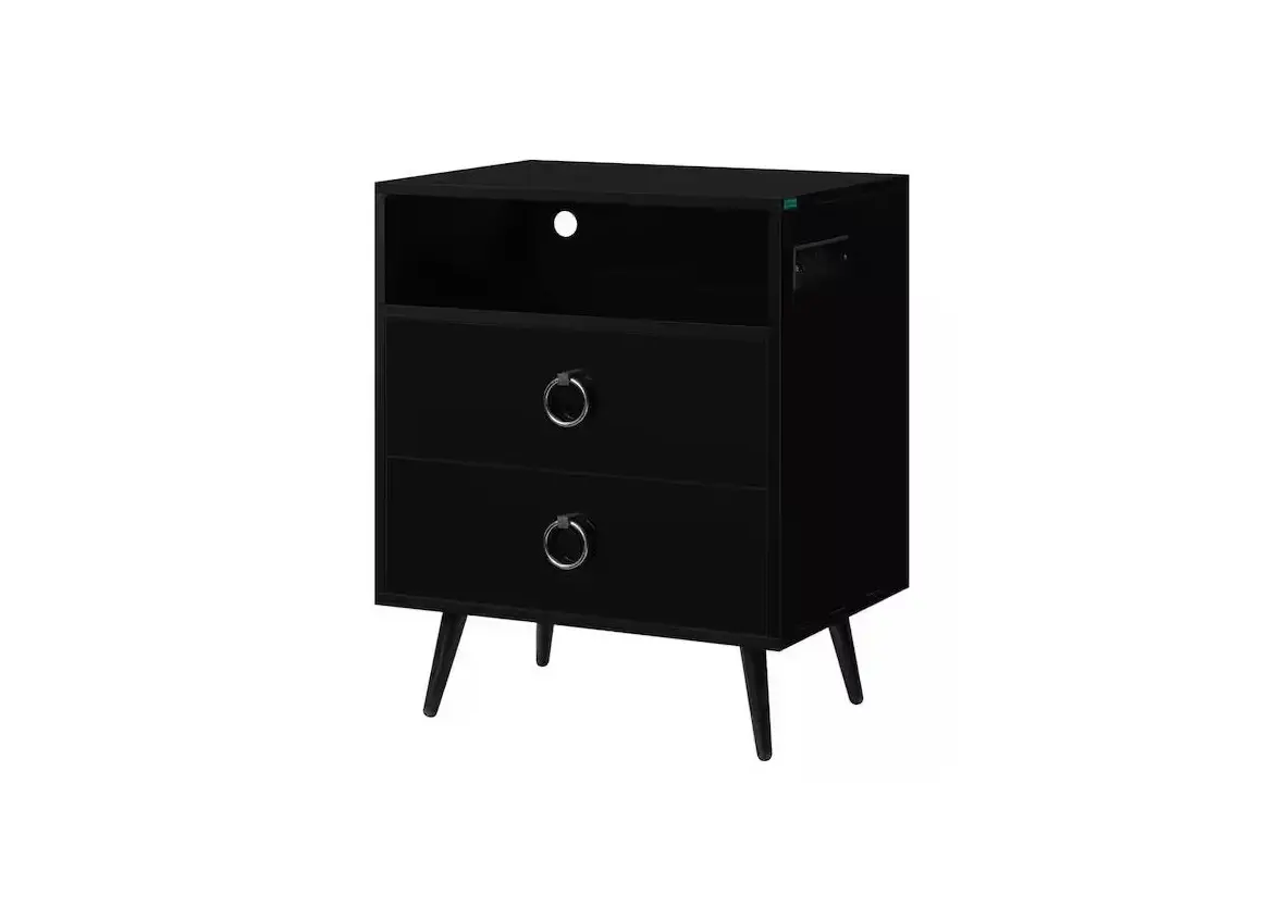 Mabor Wf292397 2-drawer Black Nightstand With Usb Ports Instruction Manual