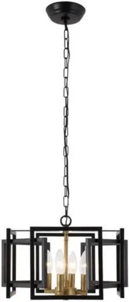 Maxax MX19169-4BG-P Hartford 4-Light Black-Gold Small Chandelier