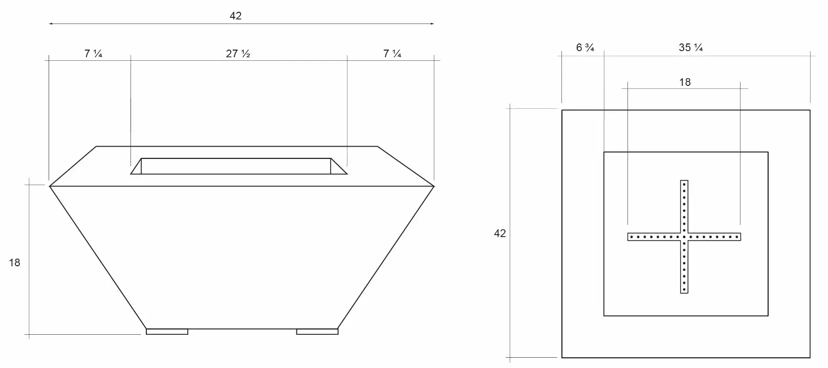 PRISM HARDSCAPES Lombard Series Pedestal Square Concrete Fire Table - Lombard