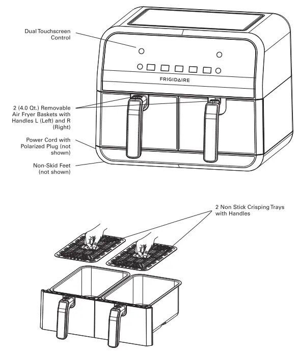 FRIGIDAIRE EAF703 8Q, 7.5L Dual Zone Air Fryer - overview