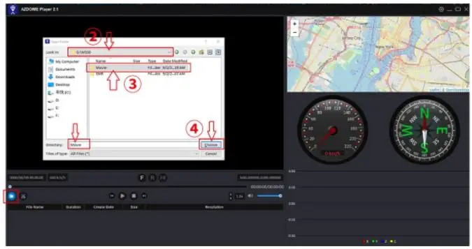 AZDOME PG17 Mirror Dash Cam User Manual - Click File-Open icon to choose the folder which