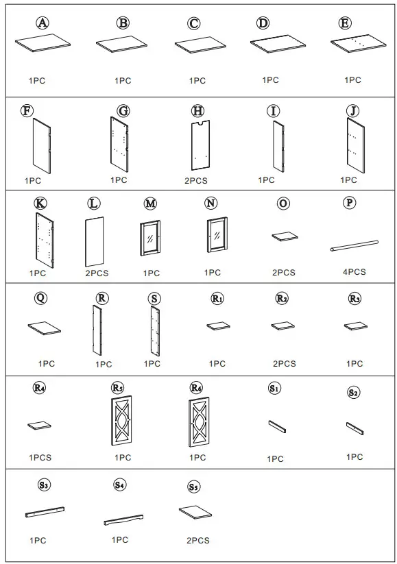 ModernLuxe L-WF299283AAK Tall Storage Cabinet with Glass Doors - fig 1