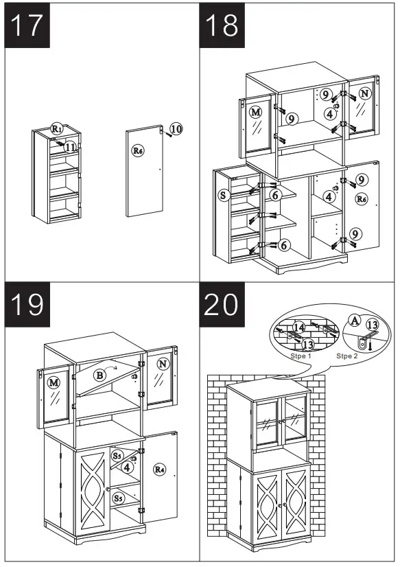 ModernLuxe L-WF299283AAK Tall Storage Cabinet with Glass Doors - fig 6