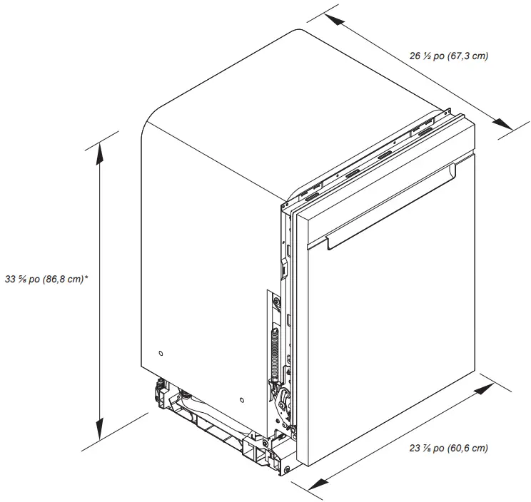 Whirlpool WDT740SAL Built In Dishwasher - DIMENSIONS