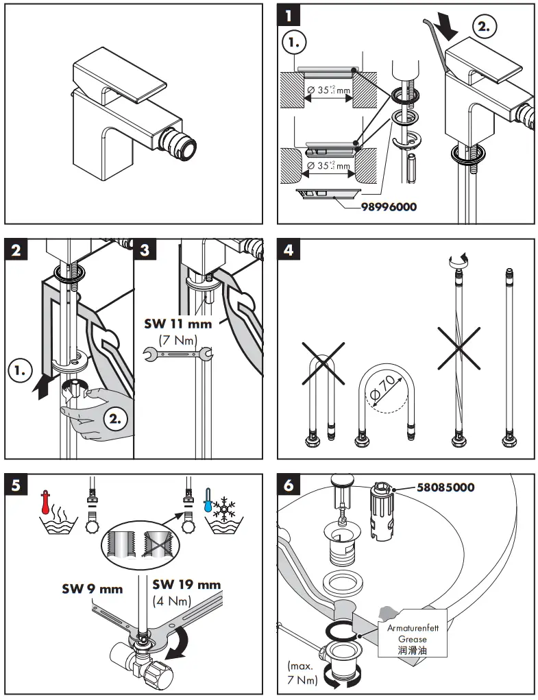 hansgrohe 71560XXX Vernis Shape 70 Single Lever Basin Mixer - Symbols 3