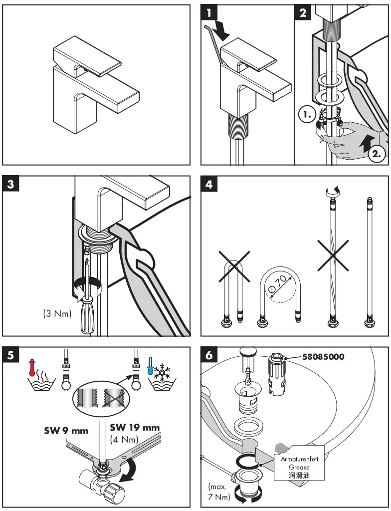 hansgrohe 71560XXX Vernis Shape 70 Single Lever Basin Mixer - Symbols 3