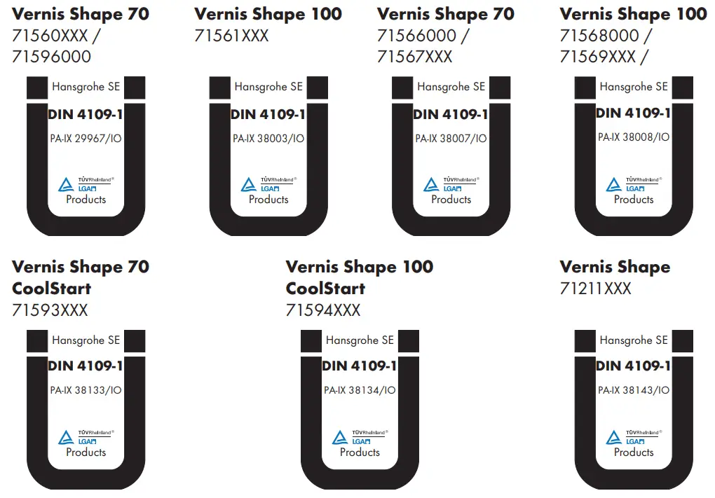 hansgrohe 71560XXX Vernis Shape 70 Single Lever Basin Mixer - Symbols 3