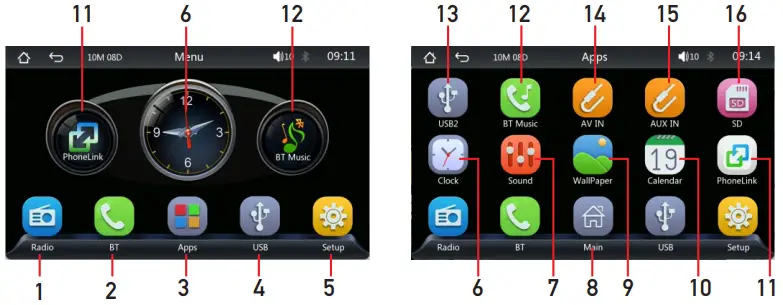 UNBRANDED Private Mold Radiator Car Stereo Radio and Android Auto Player - MAIN INTERFACE