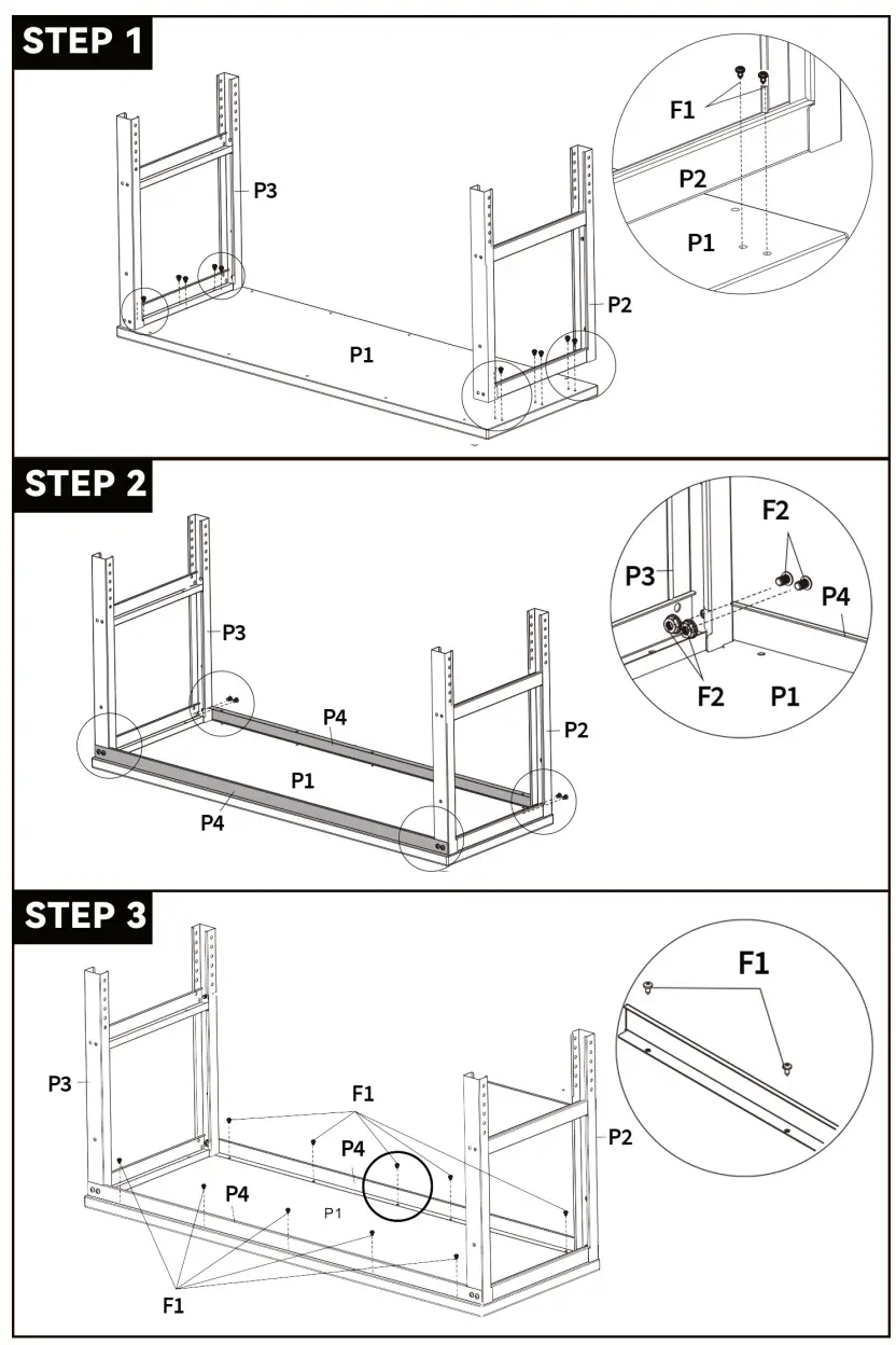 VEVOR 48 Inch Workbench Adjustable Height - Install 1