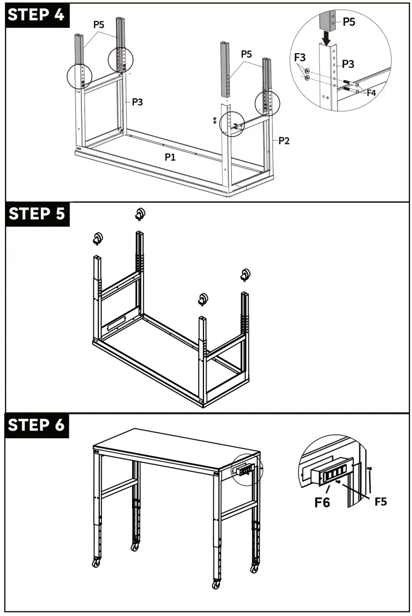 VEVOR 48 Inch Workbench Adjustable Height - Install 2