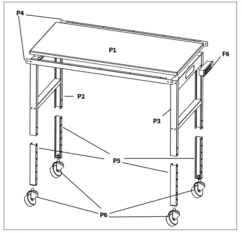 VEVOR 48 Inch Workbench Adjustable Height - accessoris 2