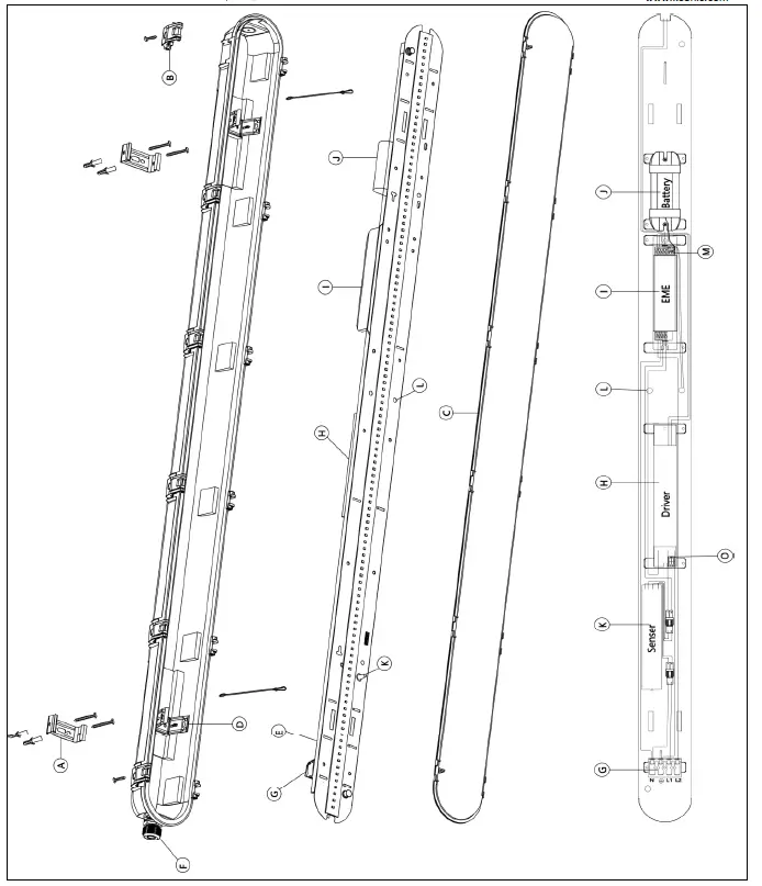 Kosnic AVO4FS18-W40 Integrated Batten with Emergency 4