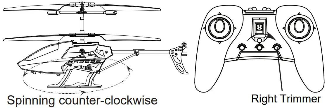 VATOS YD-218 Remote Control Helicopter - trimmer clockwise