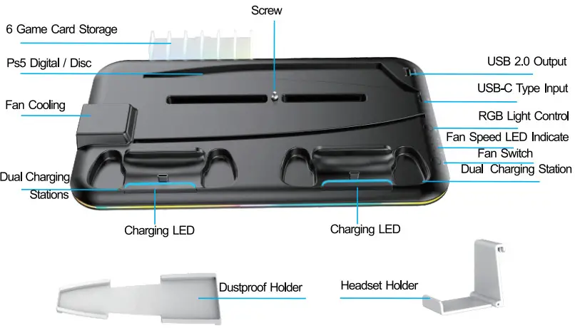 WHITE SHARK Kimura PS5 Multi Functional Cooling Charging Stand - Installation