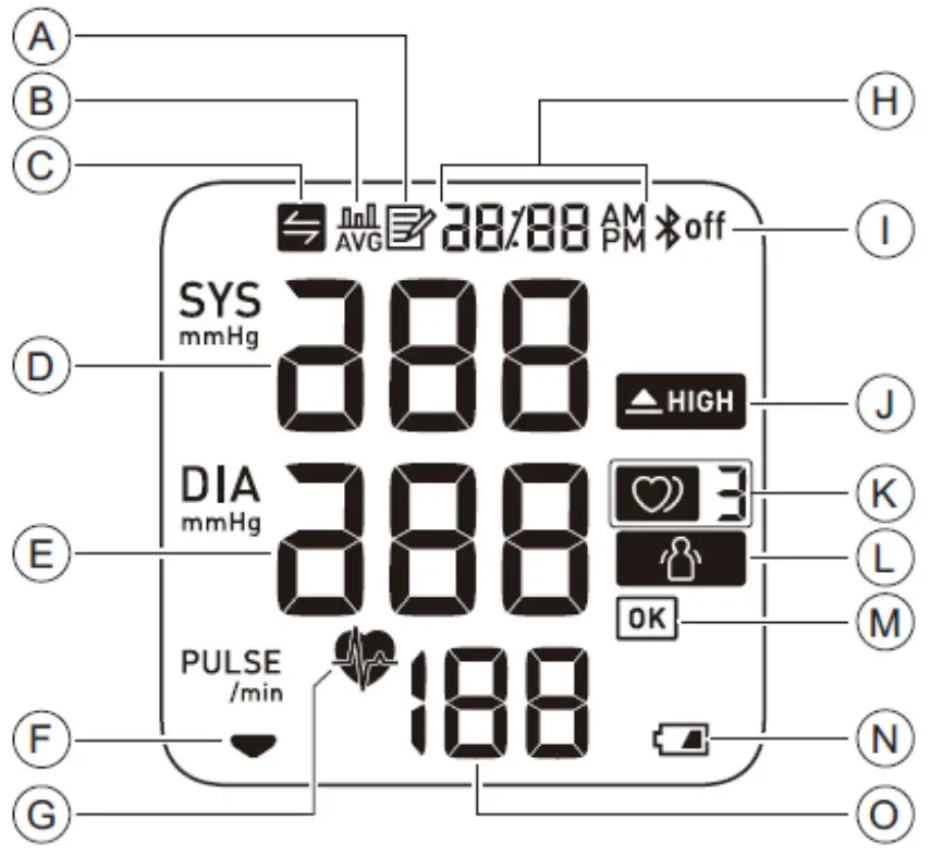RCB BP05 Wireless Arm Type Blood Pressure Monitor - Display