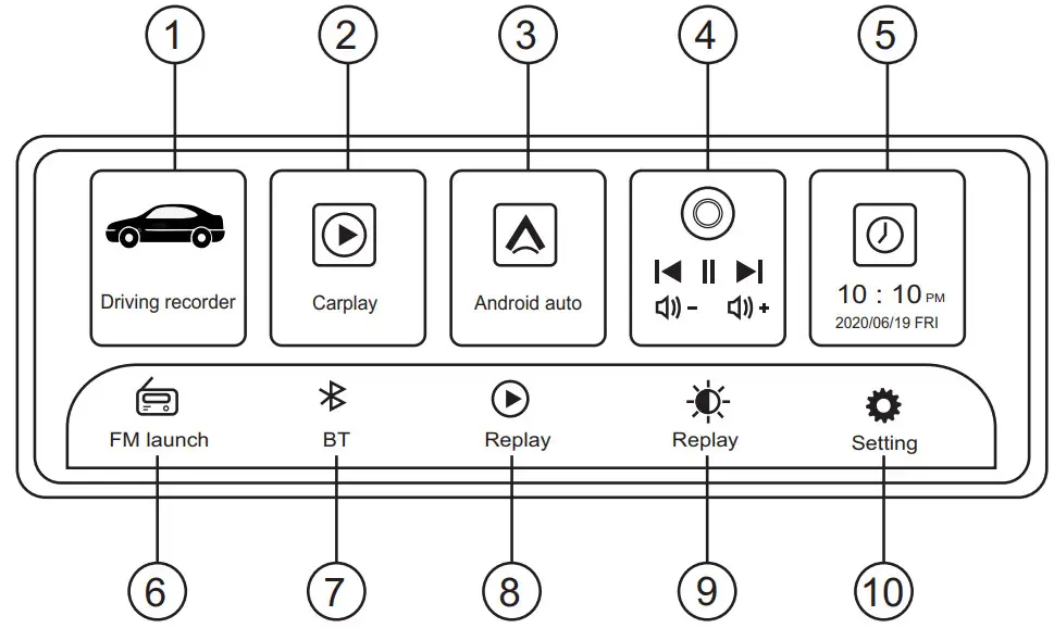 Haloview BT12 10.2 Inch 1080P Carplay Monitor - Menu
