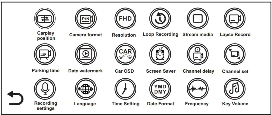 Haloview BT12 10.2 Inch 1080P Carplay Monitor - setting interface