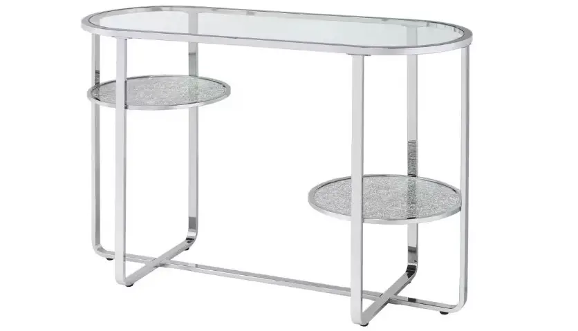 The Home Depot Idf-4281crm-s Thaler 42 In. Chrome And Clear Oval Glass Console Table Instruction Manual