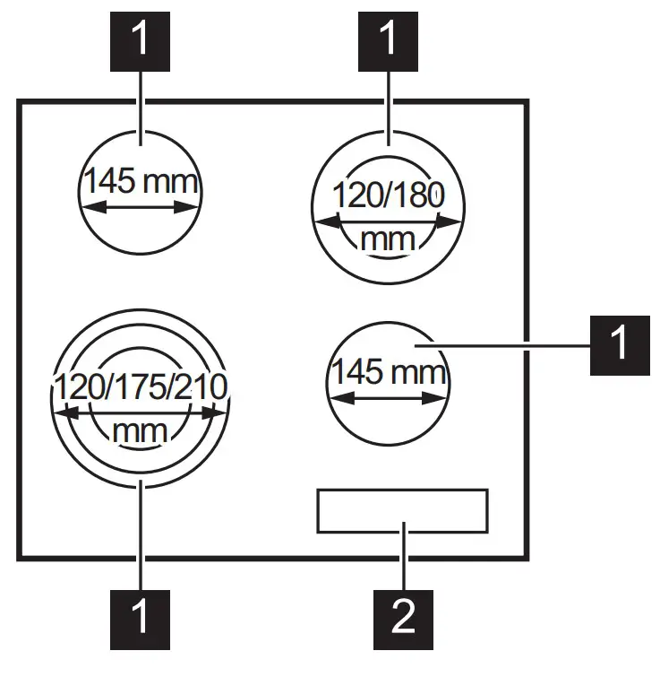 AEG HK634030FB Vetroceramic Hob - Cooking surface layout