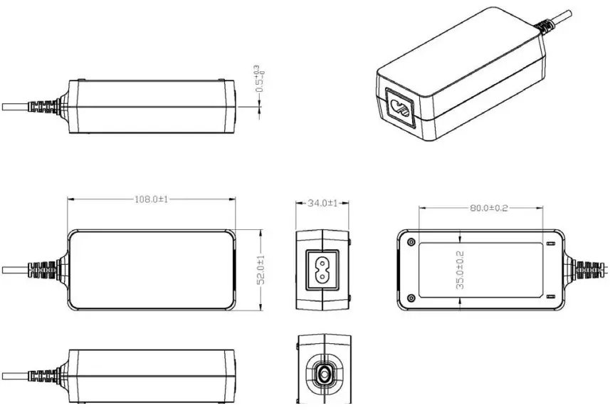 DIMENSIONS POWER SUPPLY