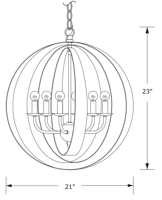 CRYSTORAMA 585-MT-GA Luna 6 Light Sphere Large Chandelier - fig