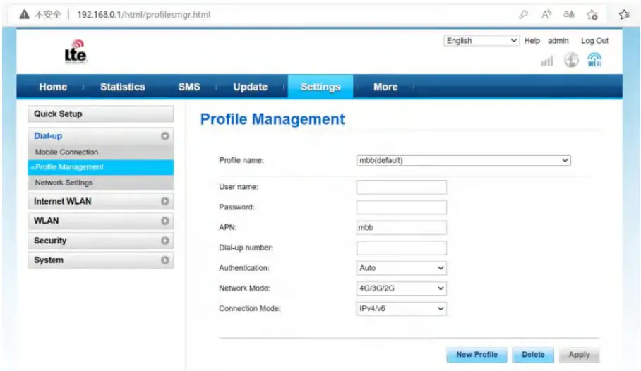 eSunFi SHFiEL40 4G LTE WiFi Mobile Hotspot Router - APN name