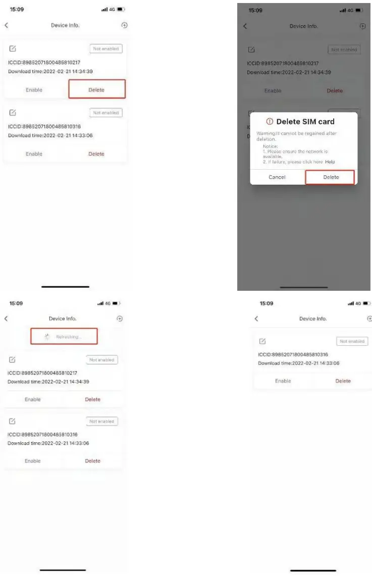 eSunFi SHFiEL40 4G LTE WiFi Mobile Hotspot Router - Delete eSIM profile