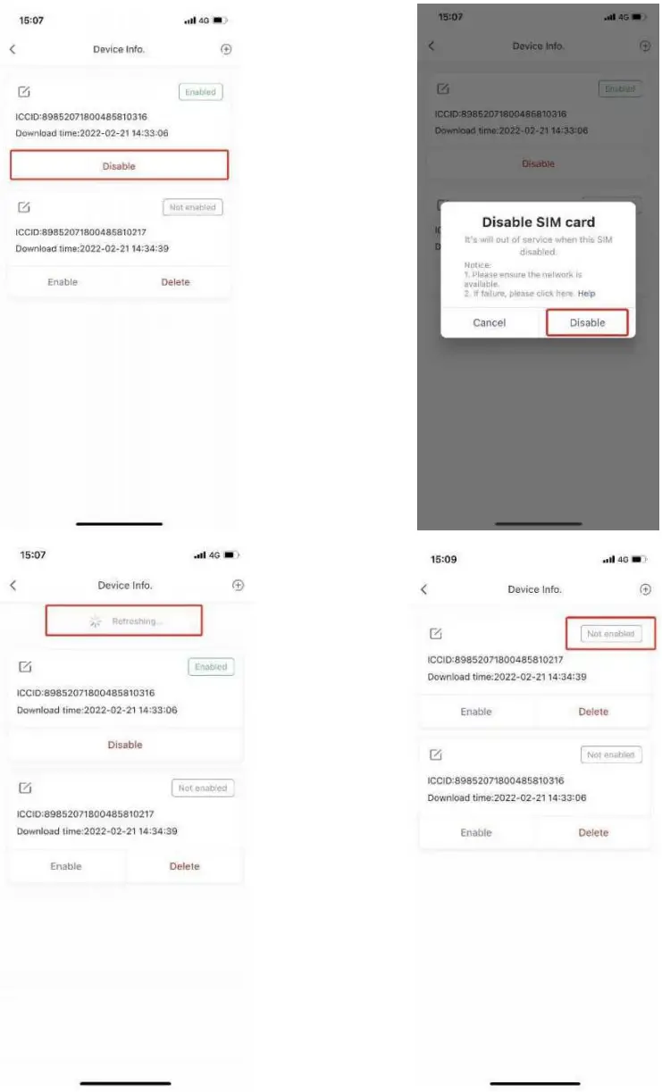 eSunFi SHFiEL40 4G LTE WiFi Mobile Hotspot Router - Disable eSIM profile