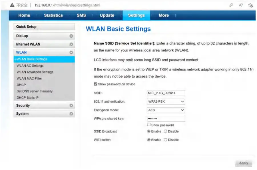 eSunFi SHFiEL40 4G LTE WiFi Mobile Hotspot Router - SSID and password