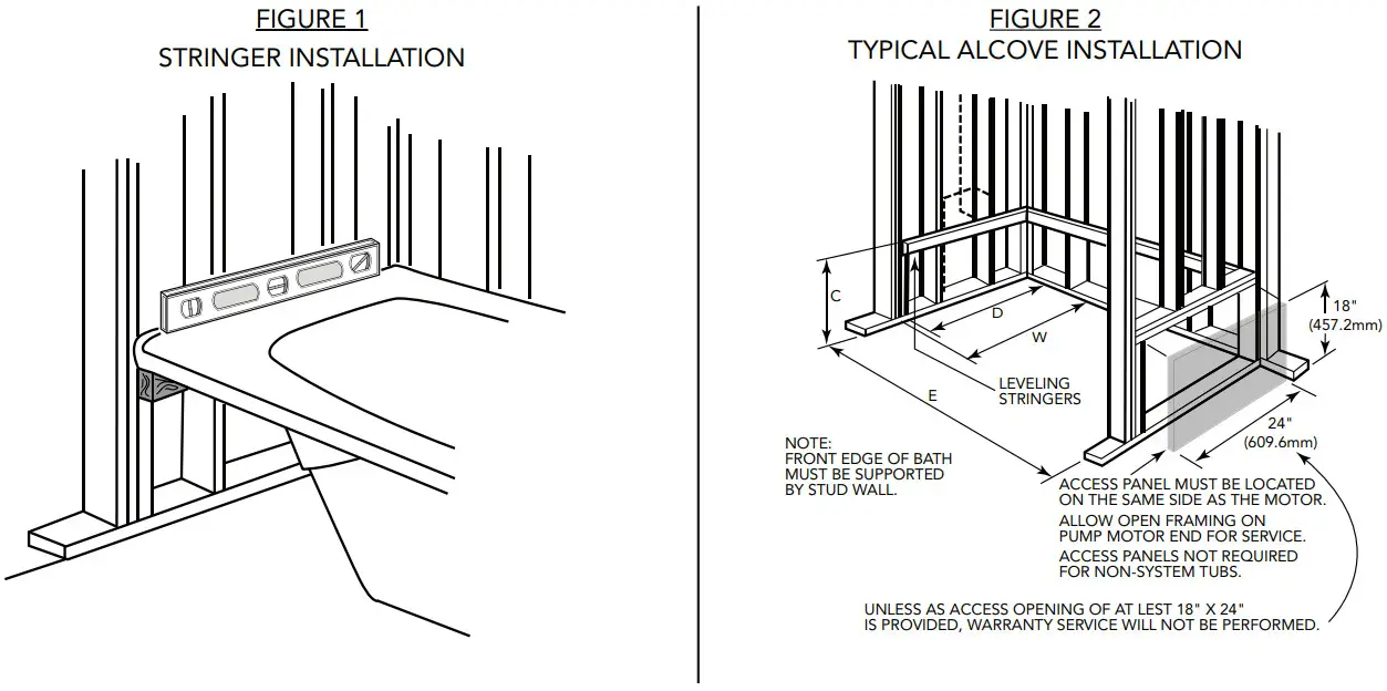 PROFLO Pfw6636arsk 66 X 36 Alcove 8 Jet Whirlpool Bath Tub - INSTALLATION