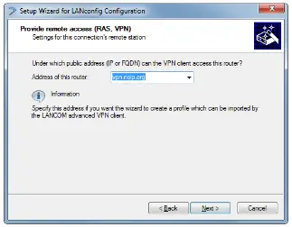 Manual setup of VPN access