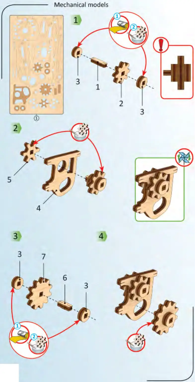 UGEARS Mini biplane Mechanical Model Kit - Figure 1