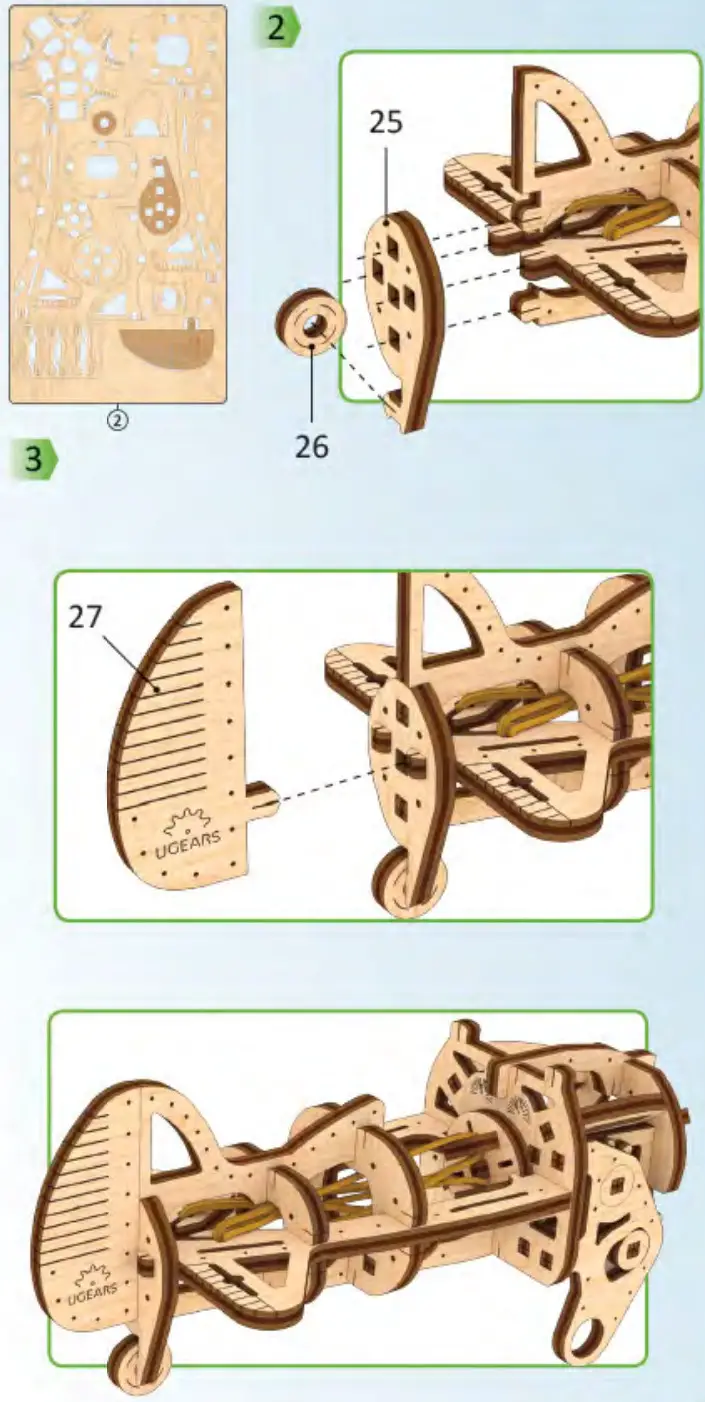 UGEARS Mini biplane Mechanical Model Kit - Figure 12