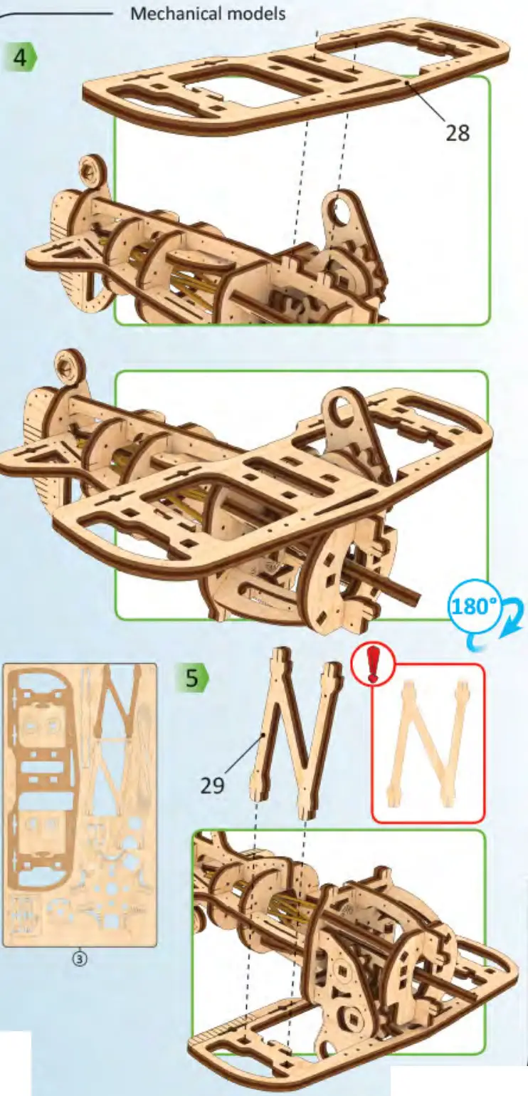 UGEARS Mini biplane Mechanical Model Kit - Figure 13