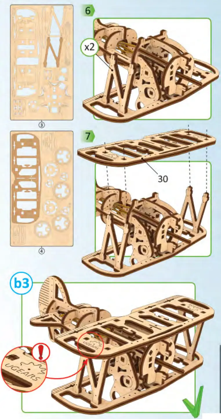 UGEARS Mini biplane Mechanical Model Kit - Figure 14