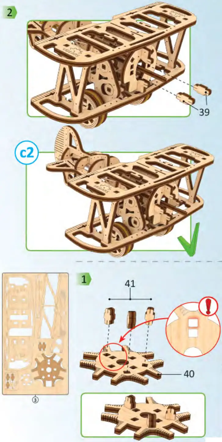 UGEARS Mini biplane Mechanical Model Kit - Figure 18