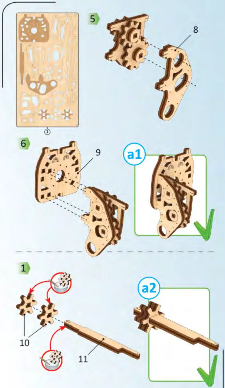 UGEARS Mini biplane Mechanical Model Kit - Figure 2