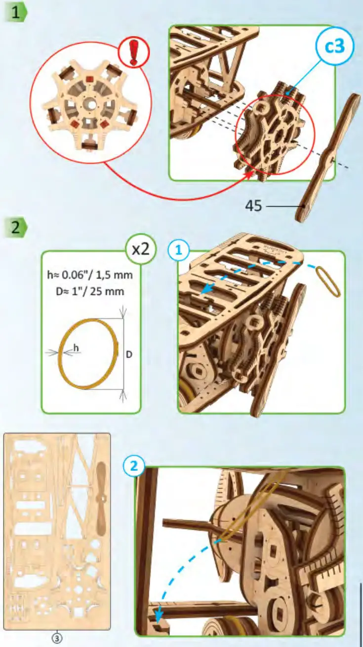 UGEARS Mini biplane Mechanical Model Kit - Figure 20