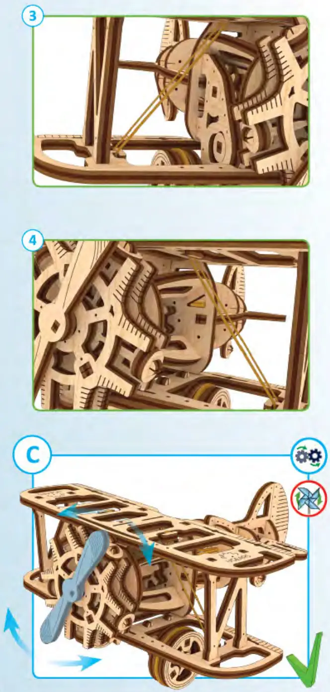 UGEARS Mini biplane Mechanical Model Kit - Figure 21