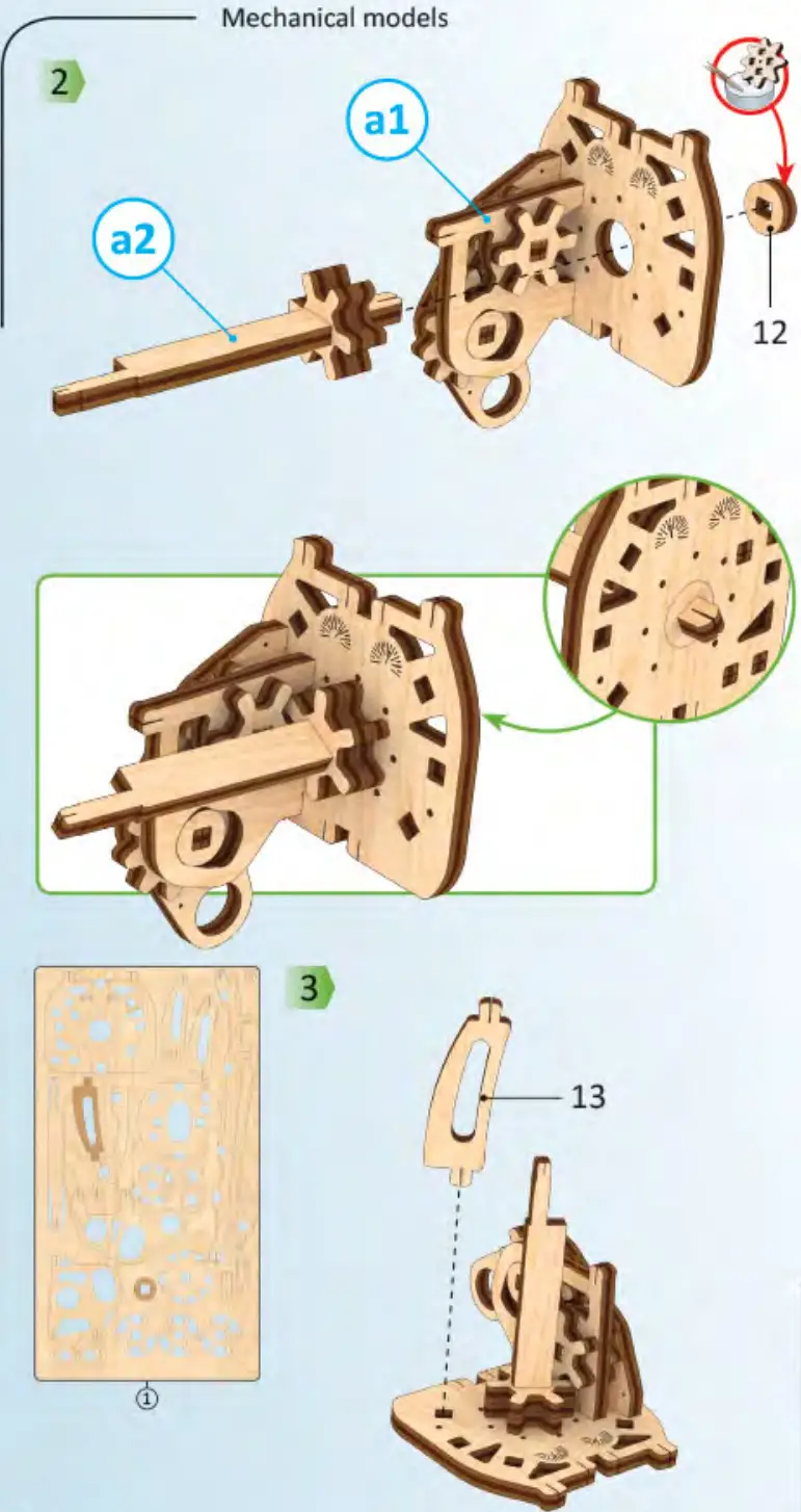 UGEARS Mini biplane Mechanical Model Kit - Figure 3