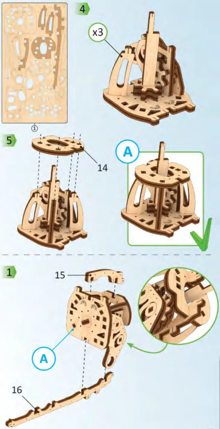 UGEARS Mini biplane Mechanical Model Kit - Figure 4